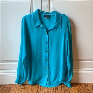 Bebe teal button up fashion top, size XXS